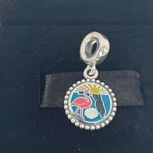 Pandora Miami Florida Flamingo Enamel Dangle Charm Travel Pendant